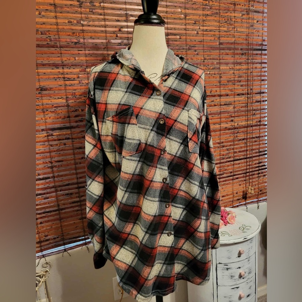 Roommates Red and Black Plaid Shirt
